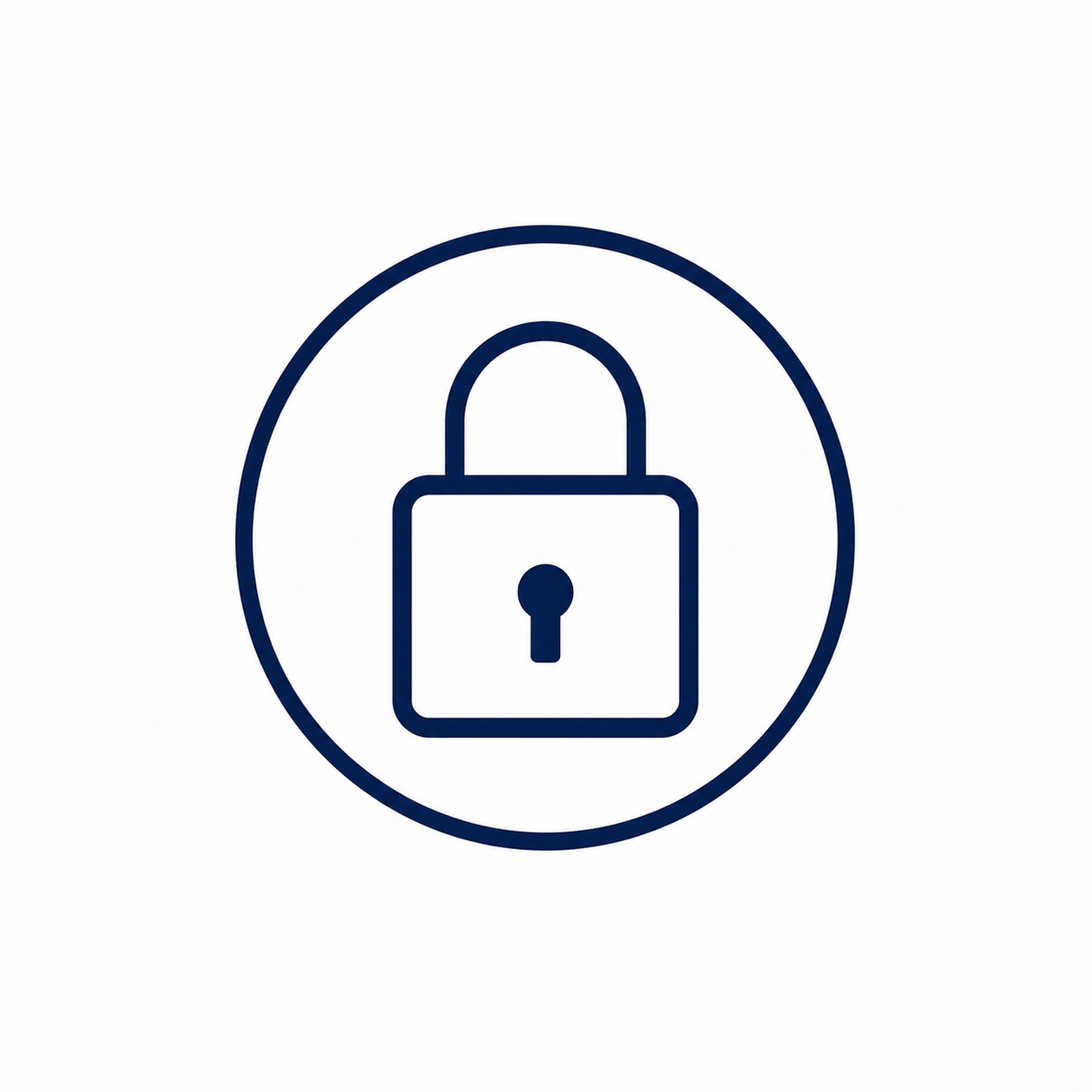Icon of a padlock inside a circle, symbolizing security or privacy.