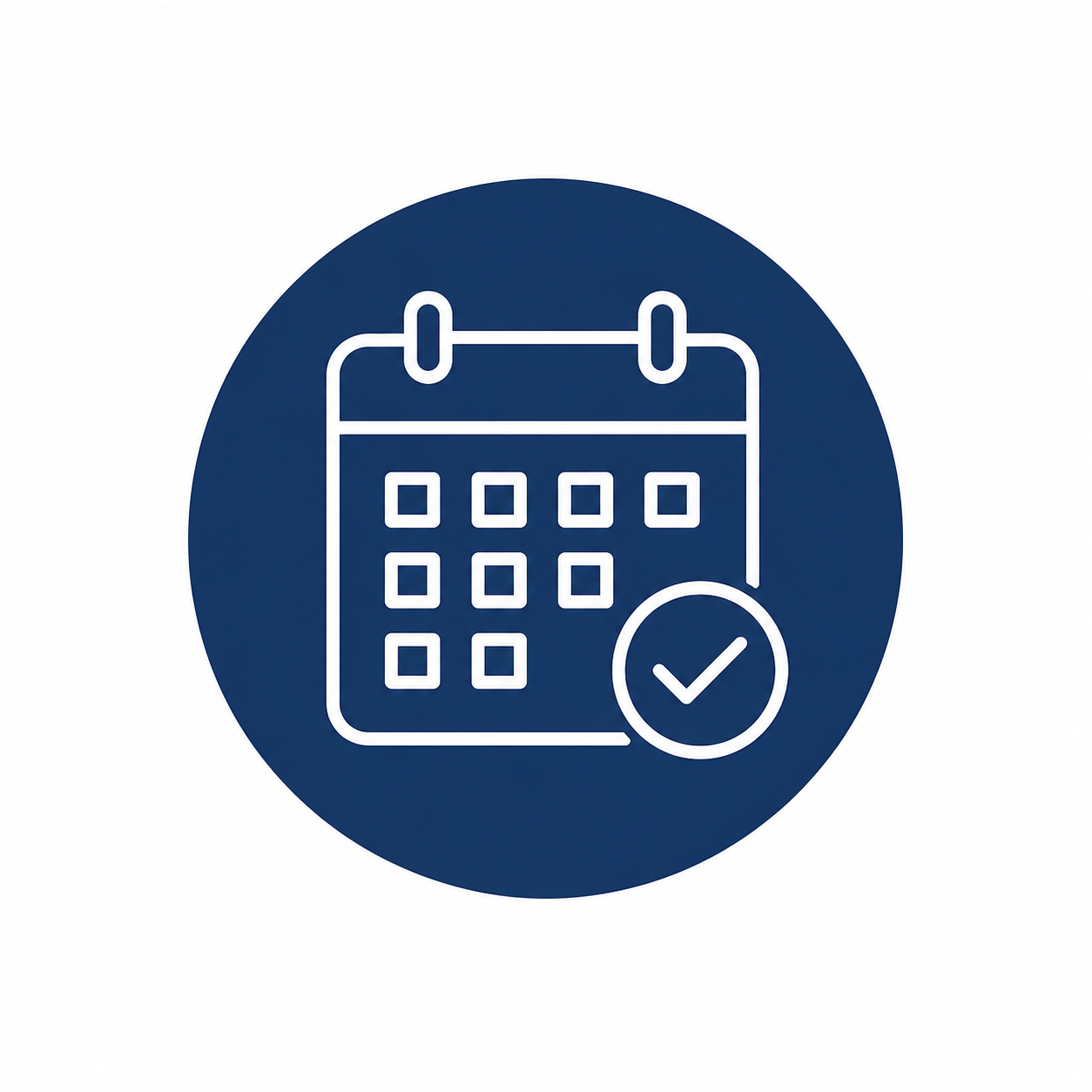 Icon of a calendar with a checkmark indicating scheduled or completed event.