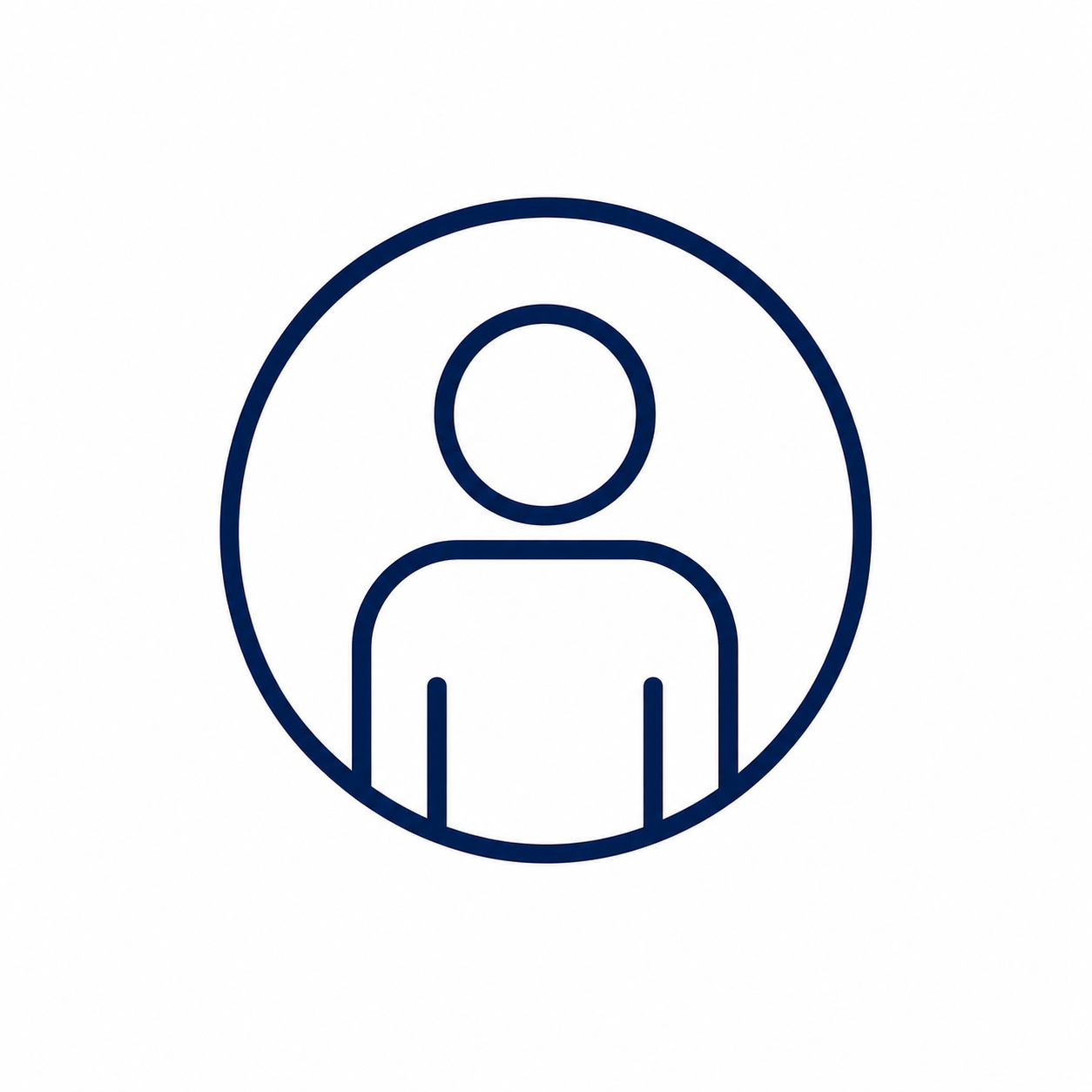 User profile icon with a person outline inside a circle.