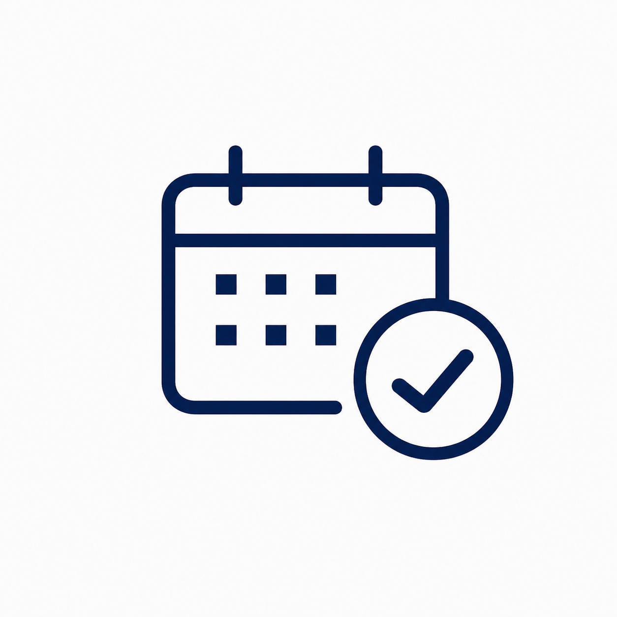 Calendar icon with a checkmark.