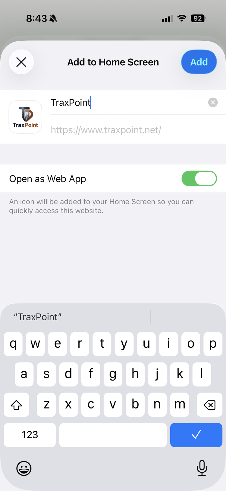 TraxPoint iPhone installation step 3