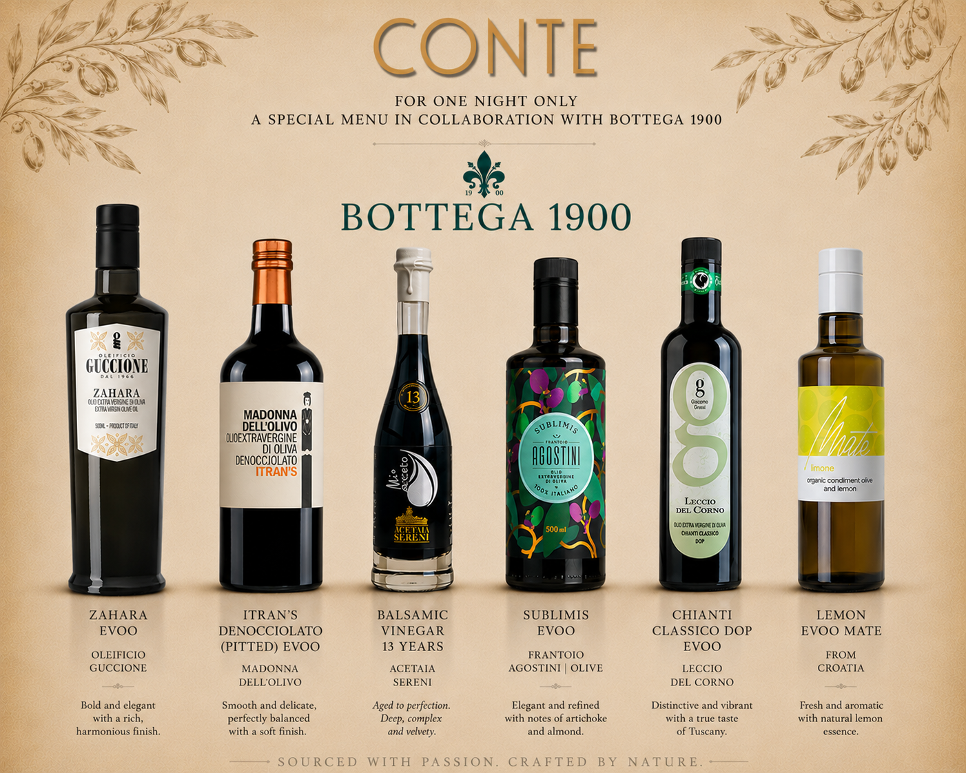Olive Oil Matching Set Menu