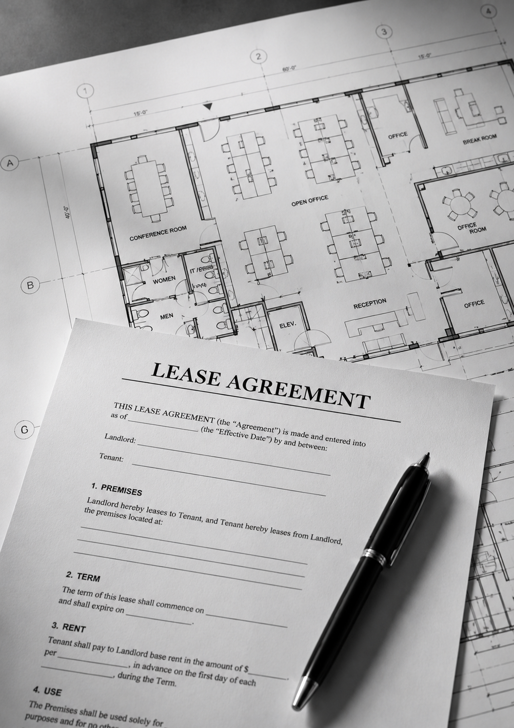 Lease agreement and architectural plans
