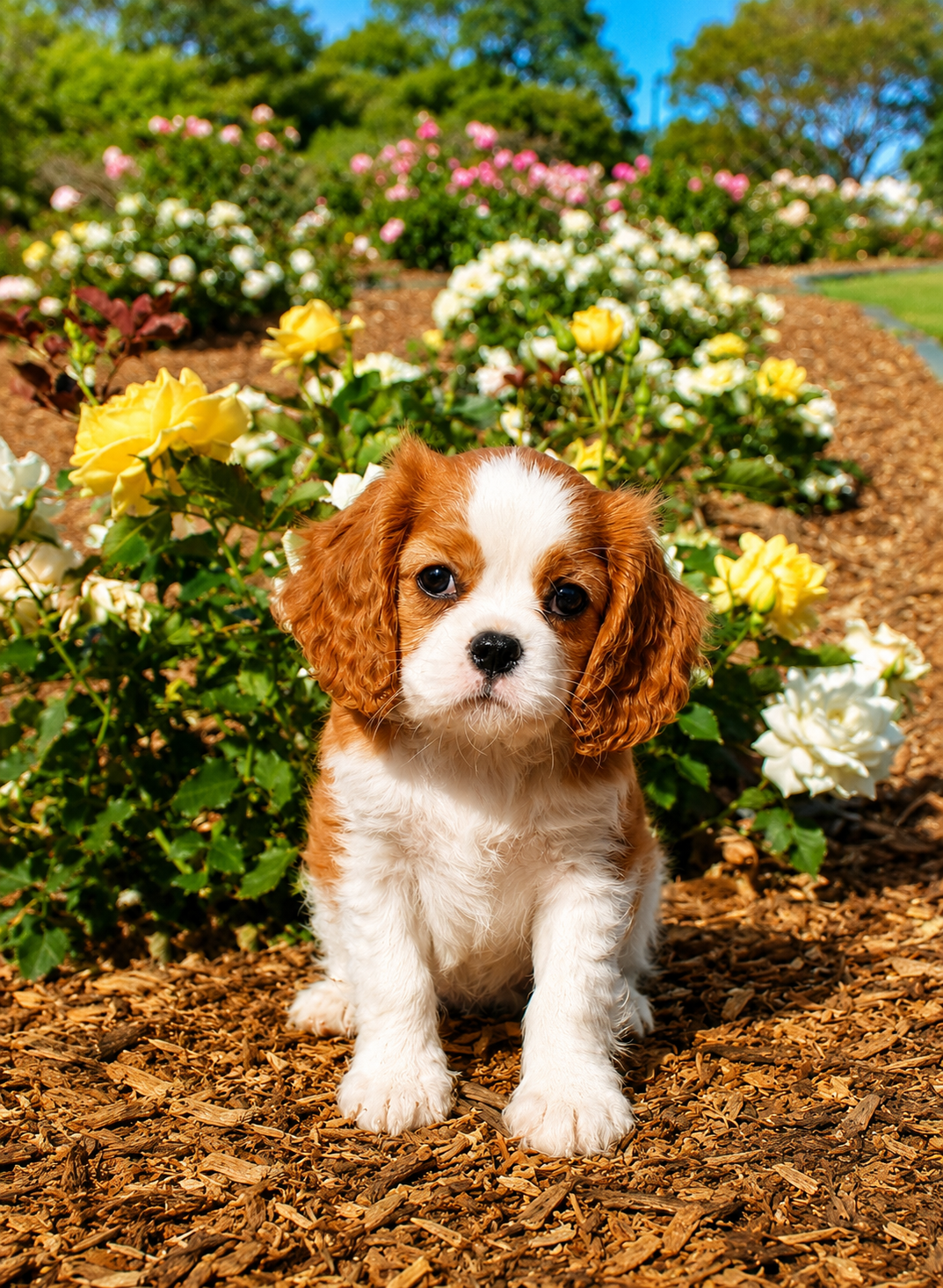 Black and tan Cavalier King Charles Spaniel puppy