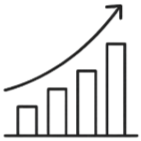Line graph with increasing trend and bar chart
