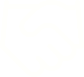 Black and white icon of a handshake.