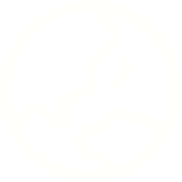 Black and white icon of the Earth with simplified landmasses