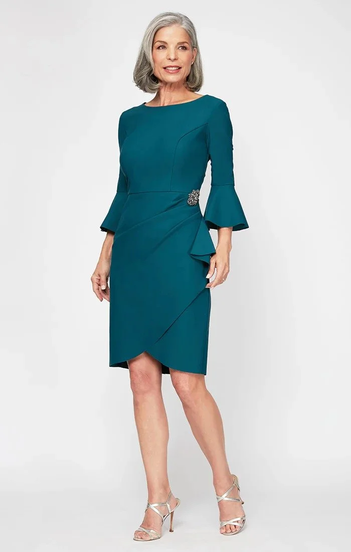 Cocktail Dress with Embellished Hip & Ruffle Detail