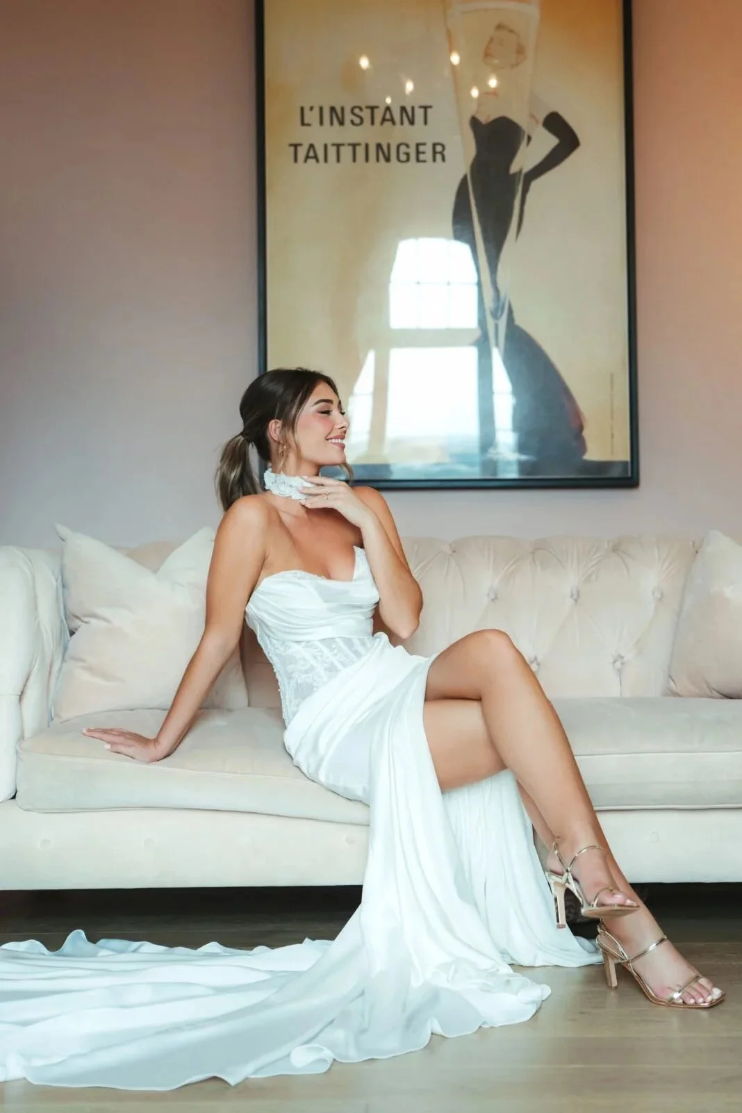 STRAPLESS SATIN WEDDING DRESS WITH LACE CORSET