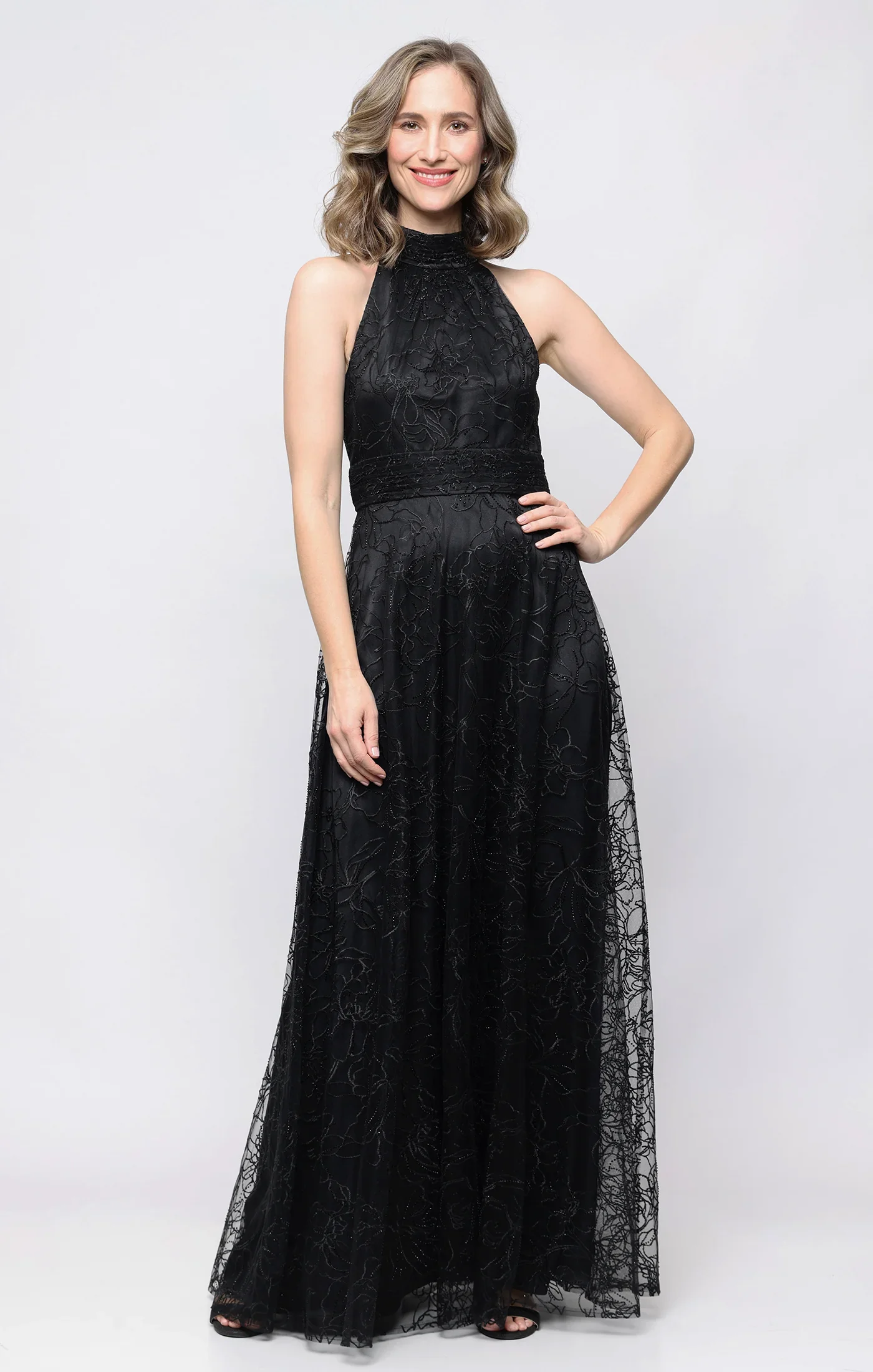 HALTER NECK DRESS WITH BEADING