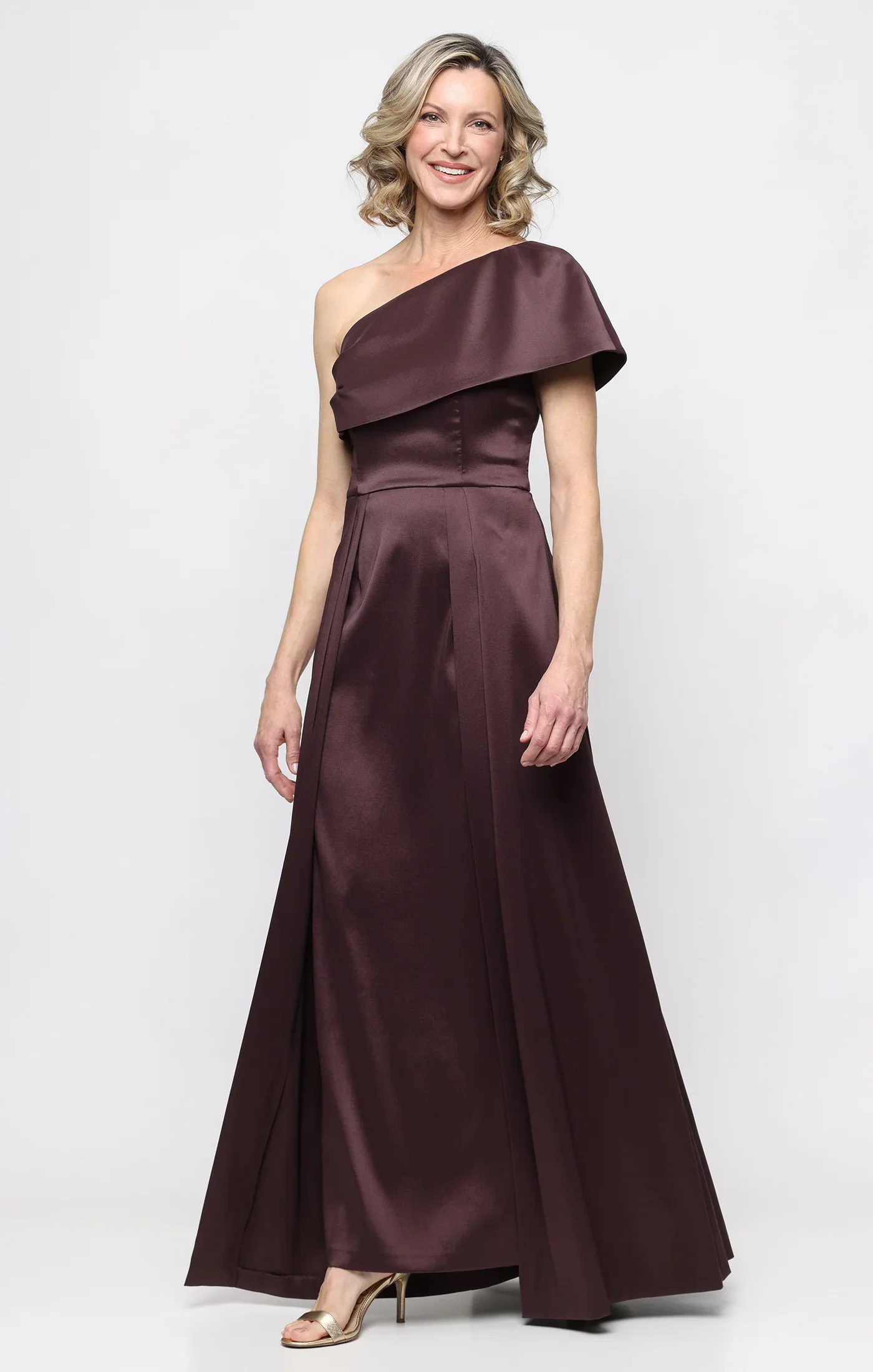 MIKADO DRESS WITH FOLDOVER NECKLINE