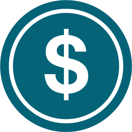 Icon of a dollar coin with a dollar sign in the center.