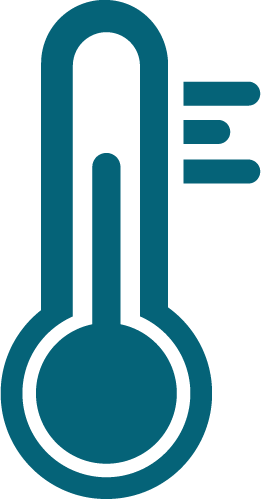 Icon of a thermometer with a small line indicating temperature.