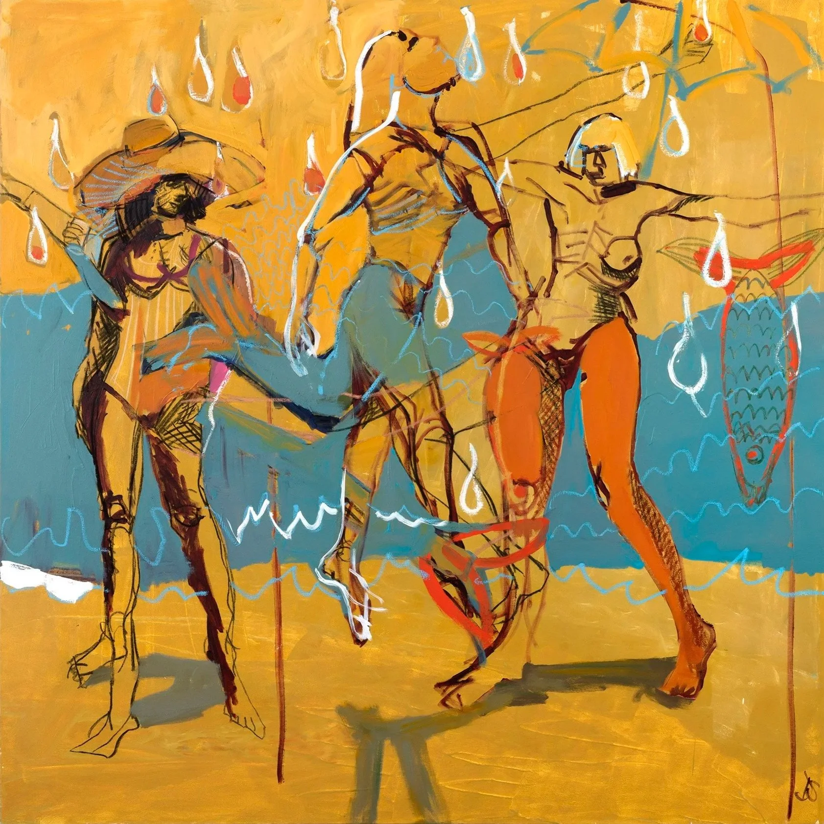 Dancing Under the Water
Mixed media on canvas, 60 x 60 in