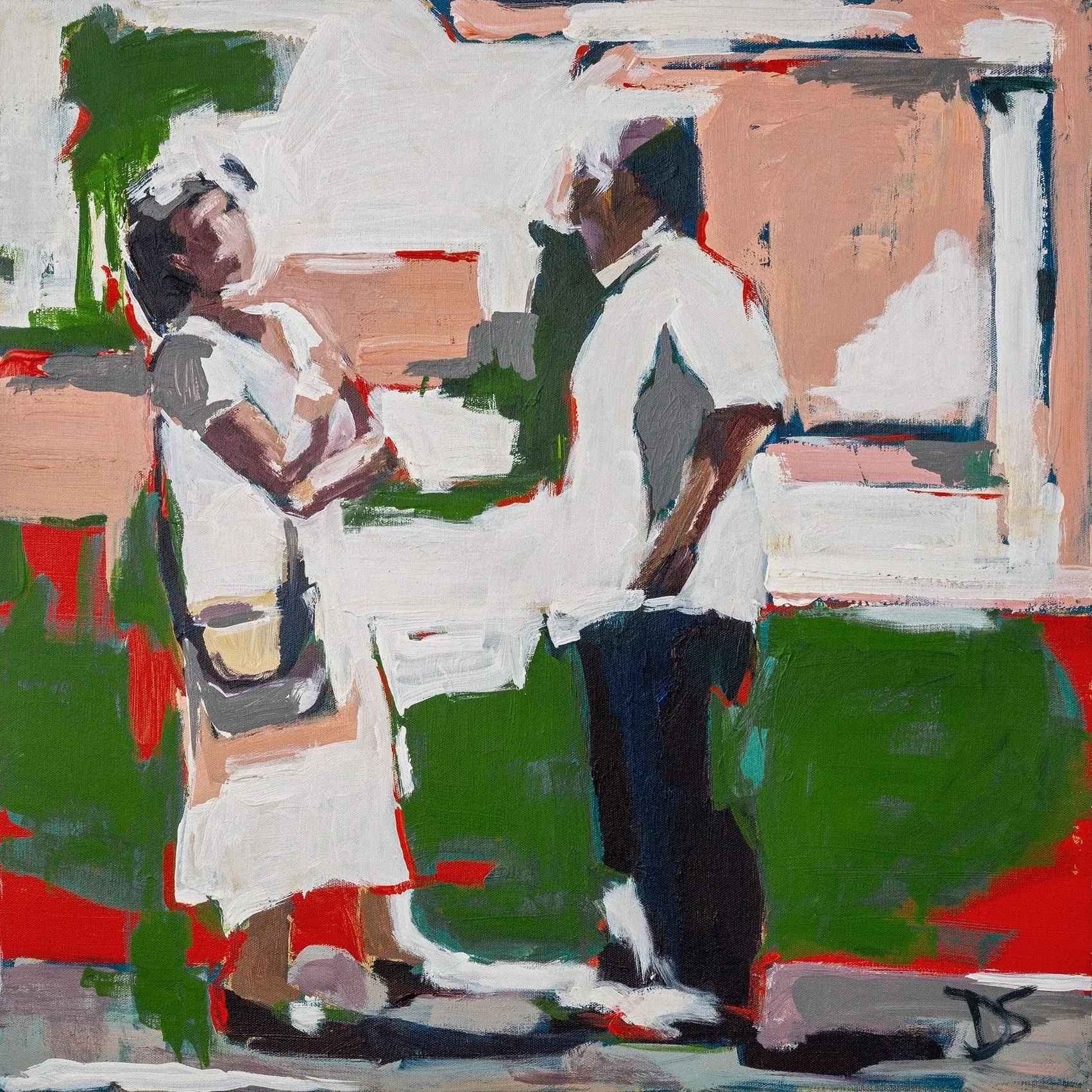 Couple Talking at a Plaza
Acrylic on canvas, 24 x 24 in