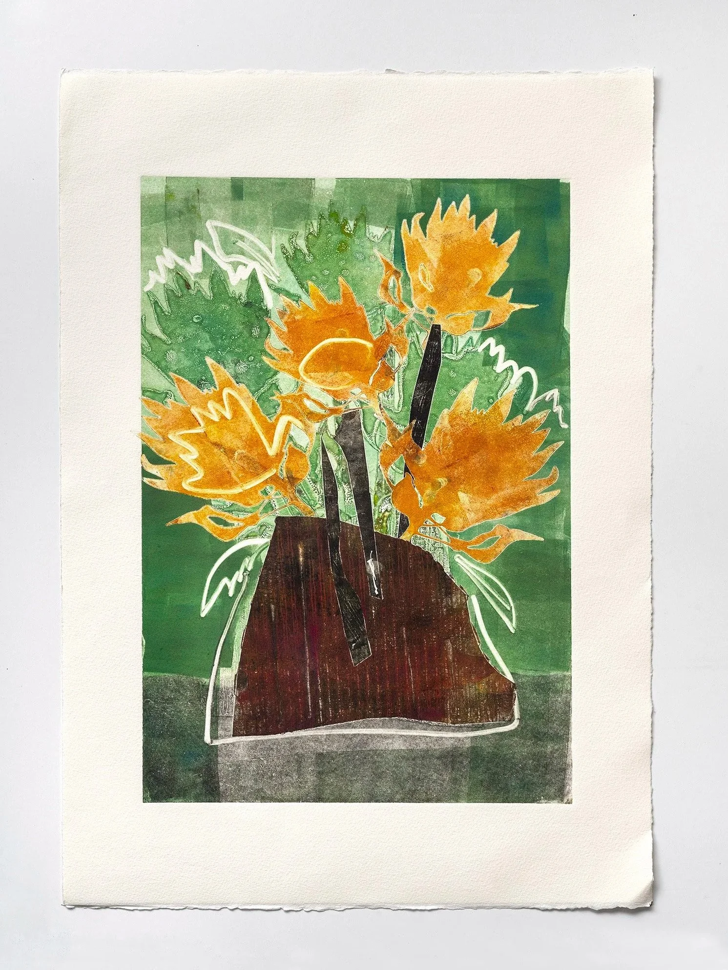 Proteas Bloom
Unique monotype on paper, 22 x 15 in