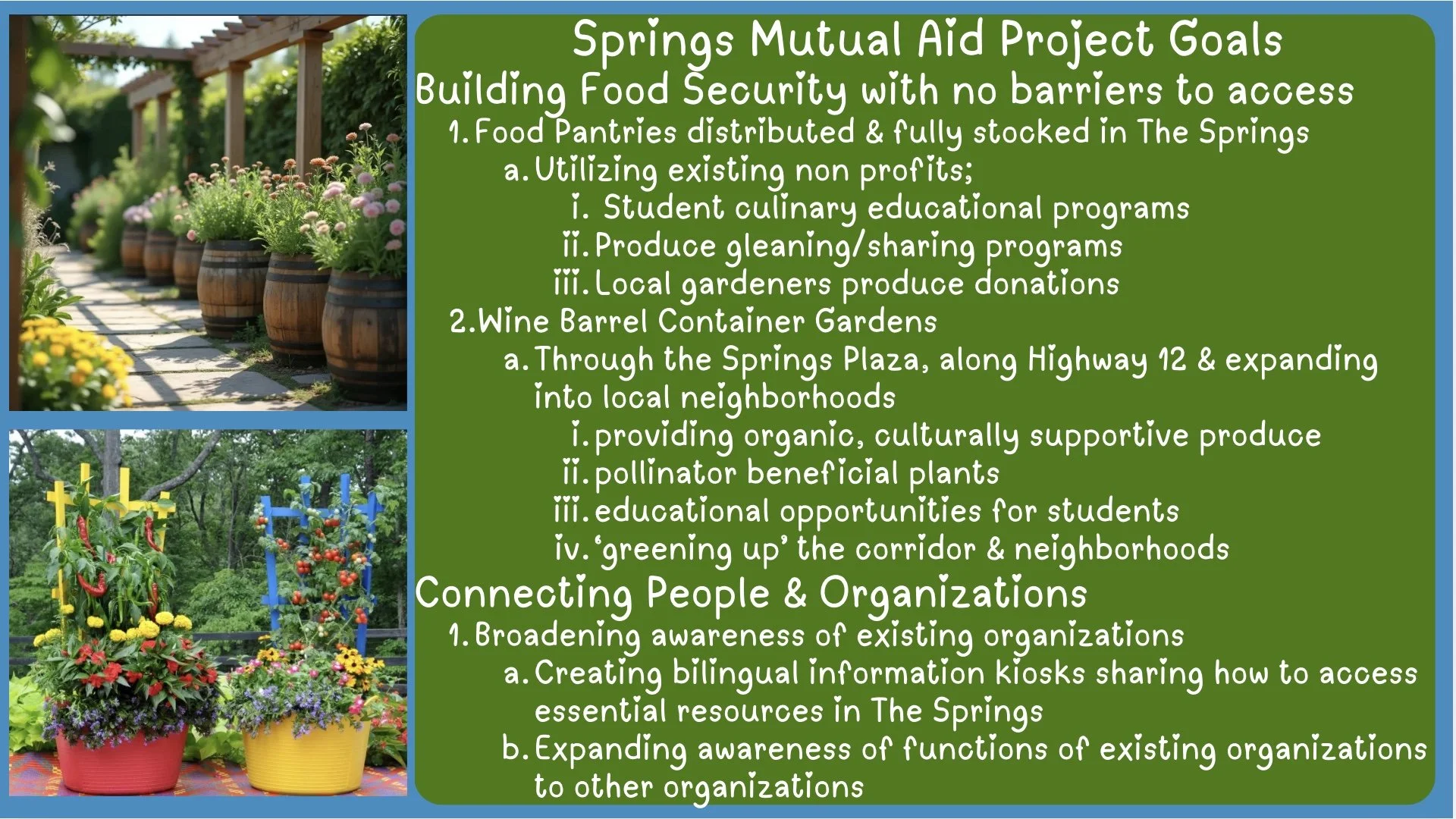 Springs Mutual Aid Goals