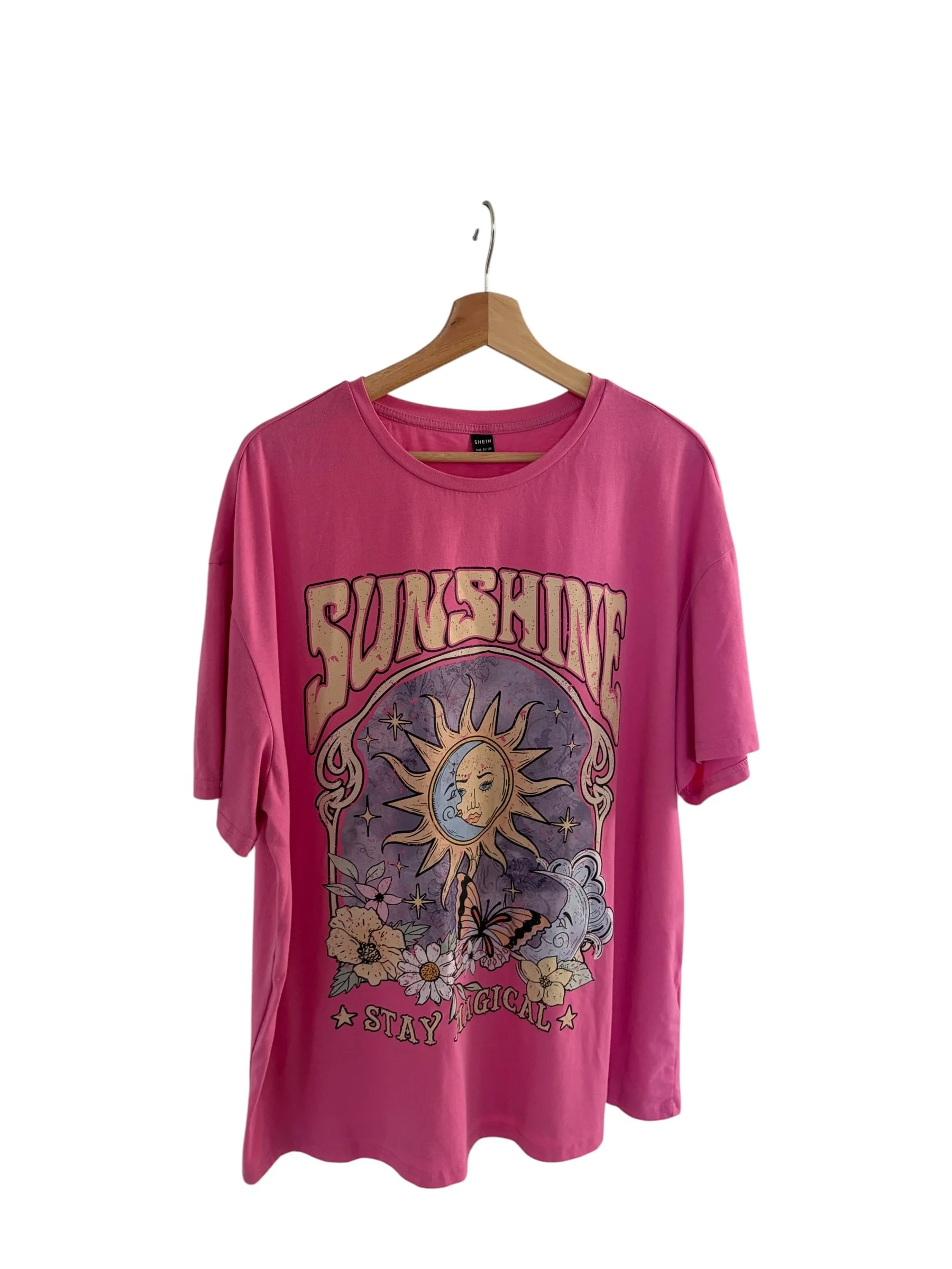 Shein Sunshine Print Pink TShirt Size XL
