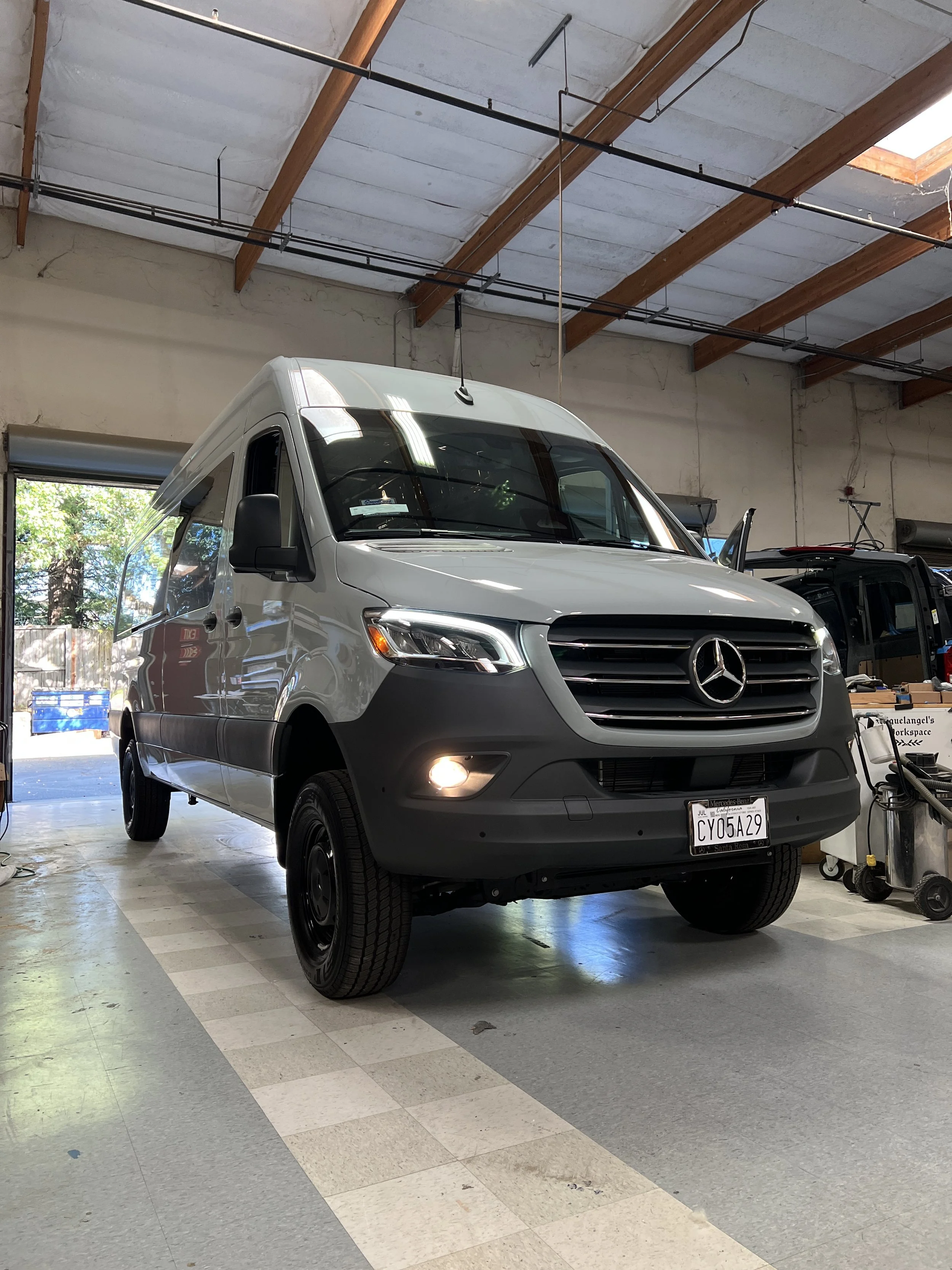 a grey Mercedes Sprinter