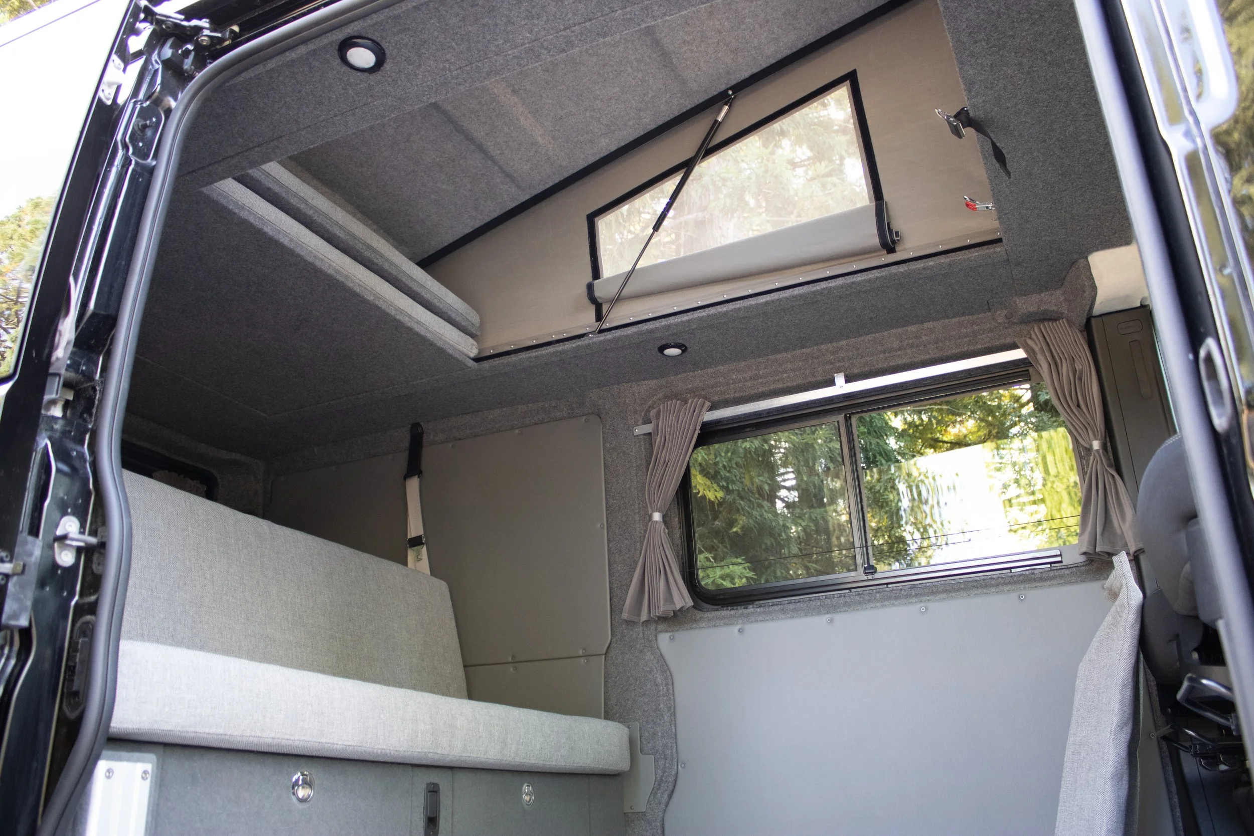 inside van with pop-top roof