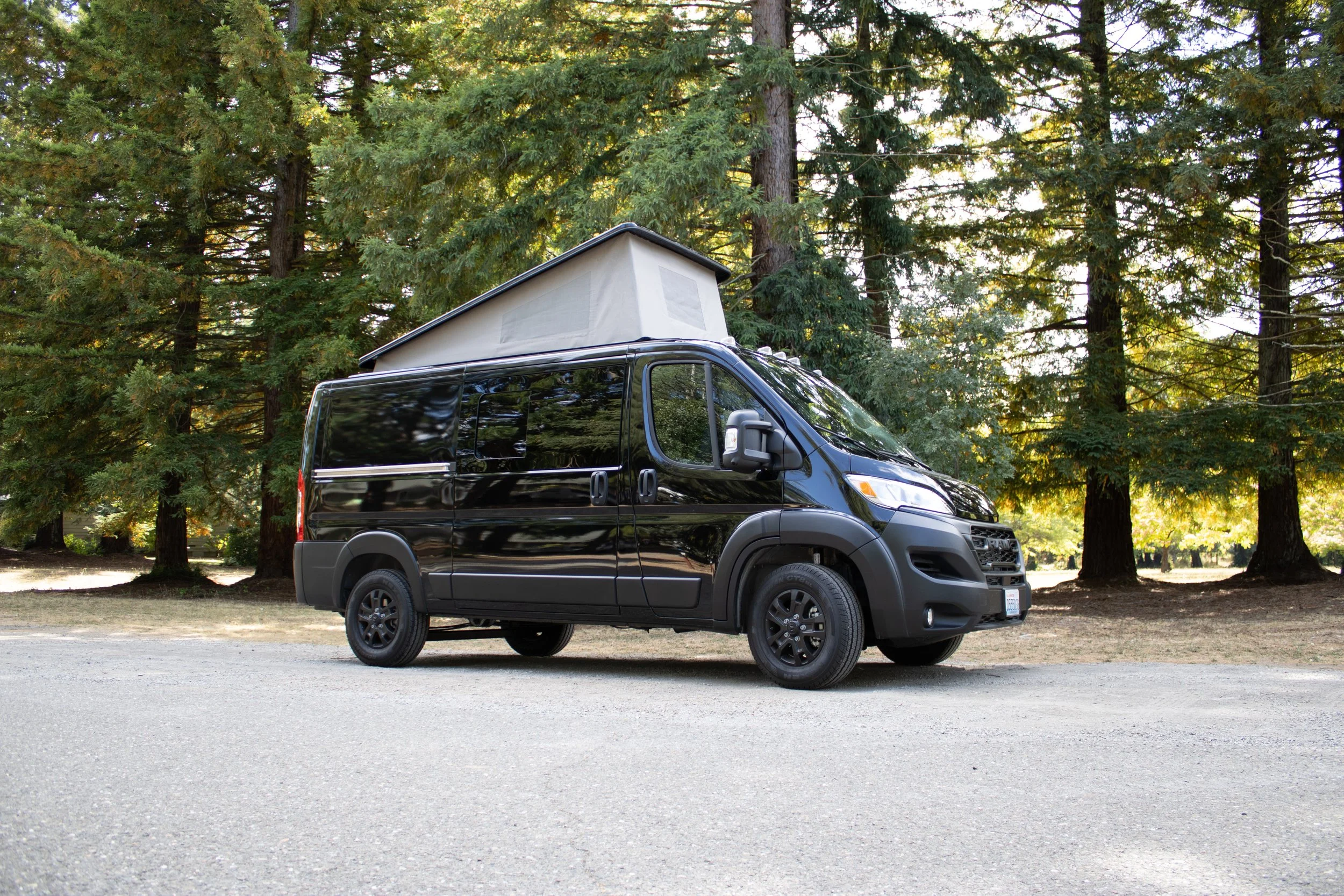 Black ProMaster Van with Pop-top roof