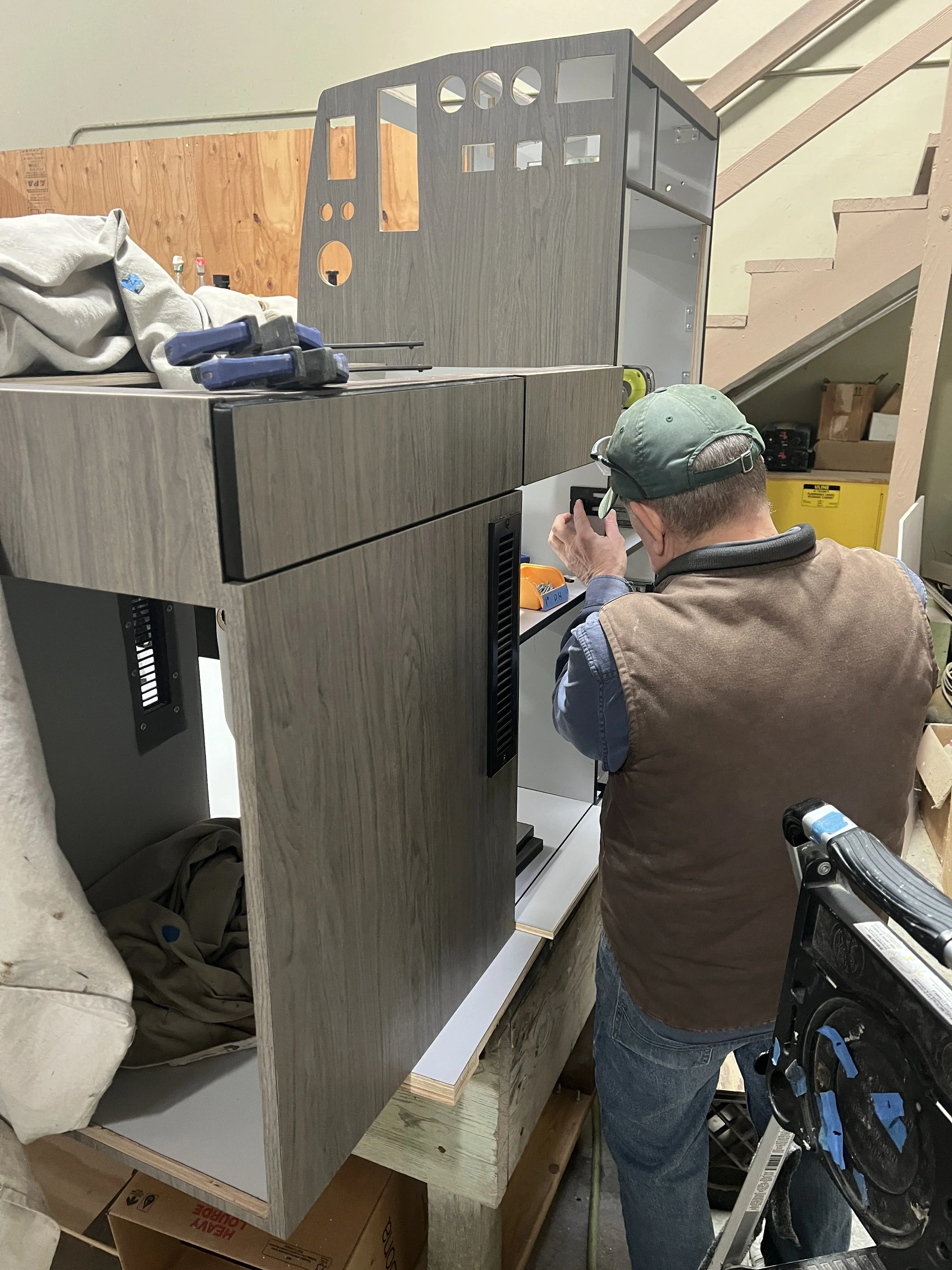 a man building a custom interior