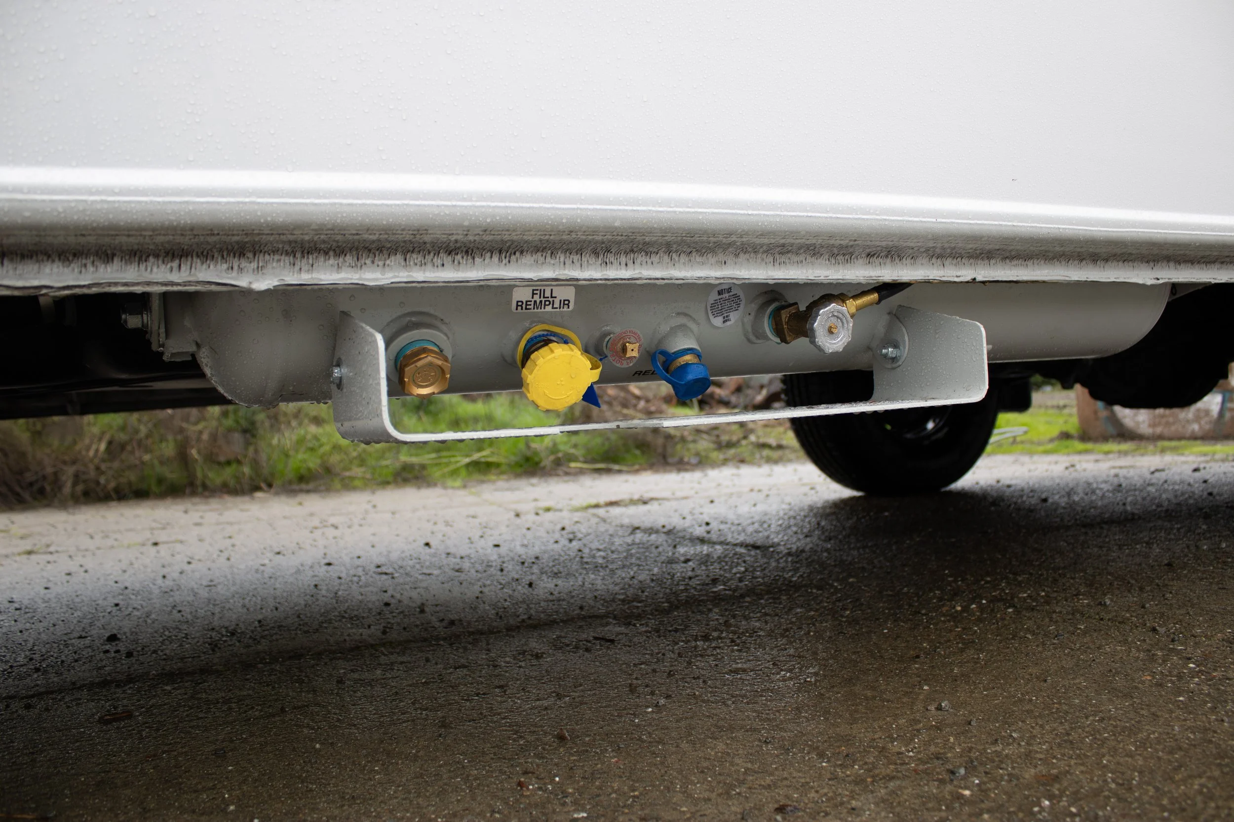 Outlets for water and other accesories on a van