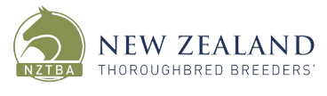 Logo of New Zealand Thoroughbred Breeders featuring a stylized horse head and the organization name