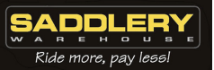 Saddlery Warehouse logo with the slogan 'Ride more, pay less!'