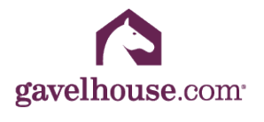 Gavelhouse.com logo with a stylized horse head inside a purple shield and text