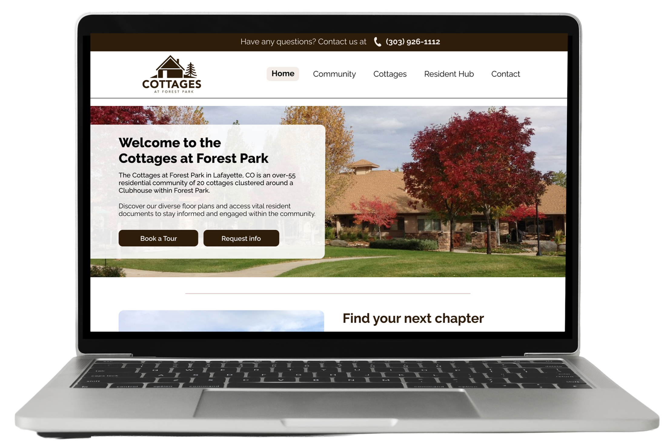 Forest Park website home page mockup laptop screen