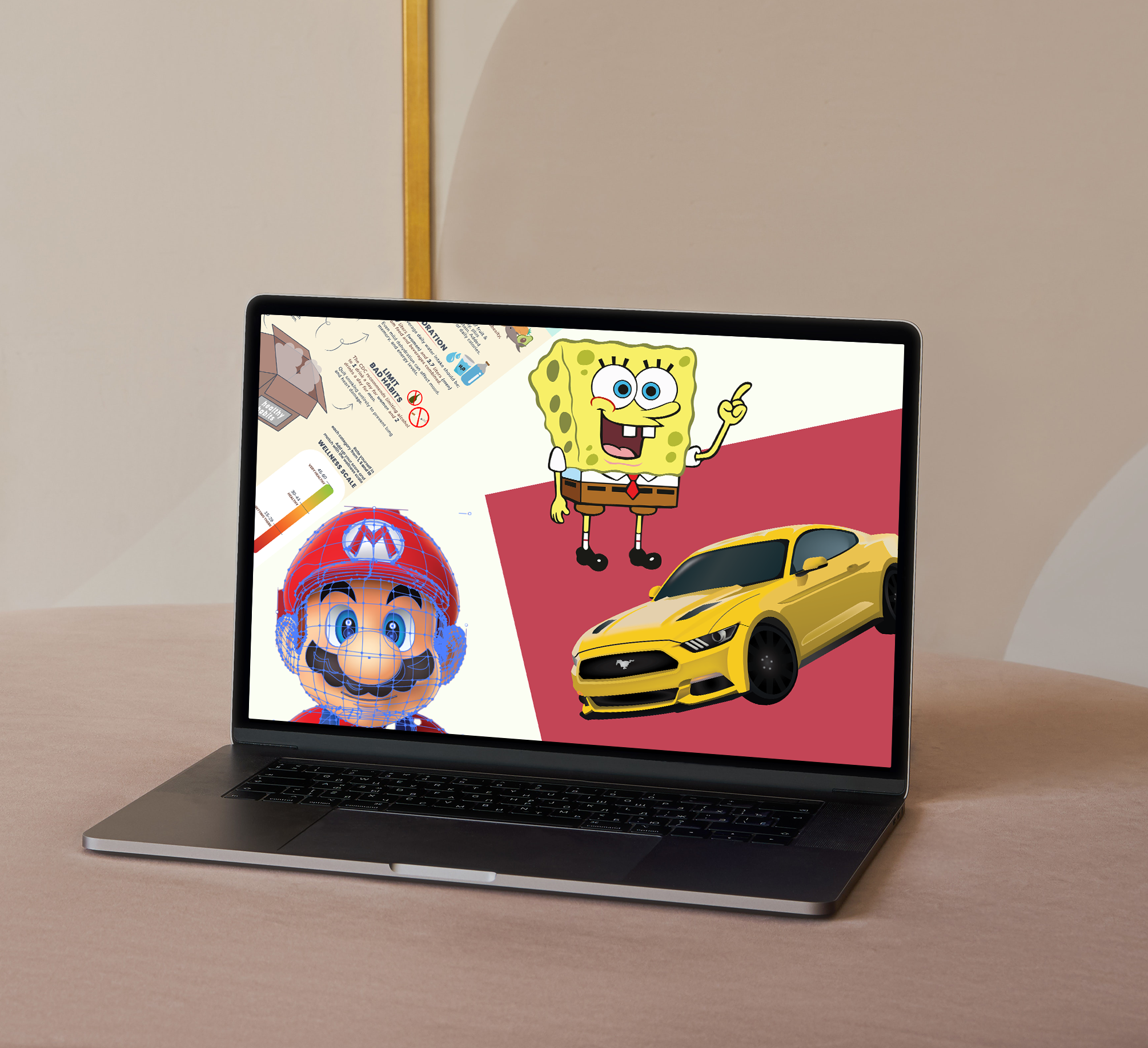 Shaped mockup image of a laptop screen