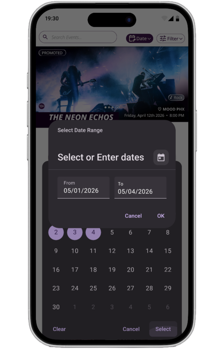 Phone Screen Mood App, Date Filter