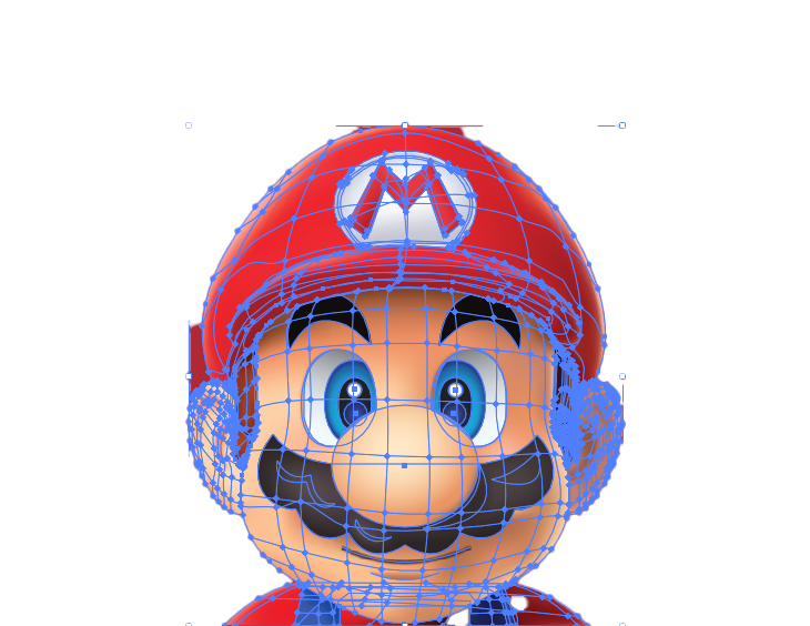 Mario 3d Illustration with Mesh tool Lines on Adobe Illustrator