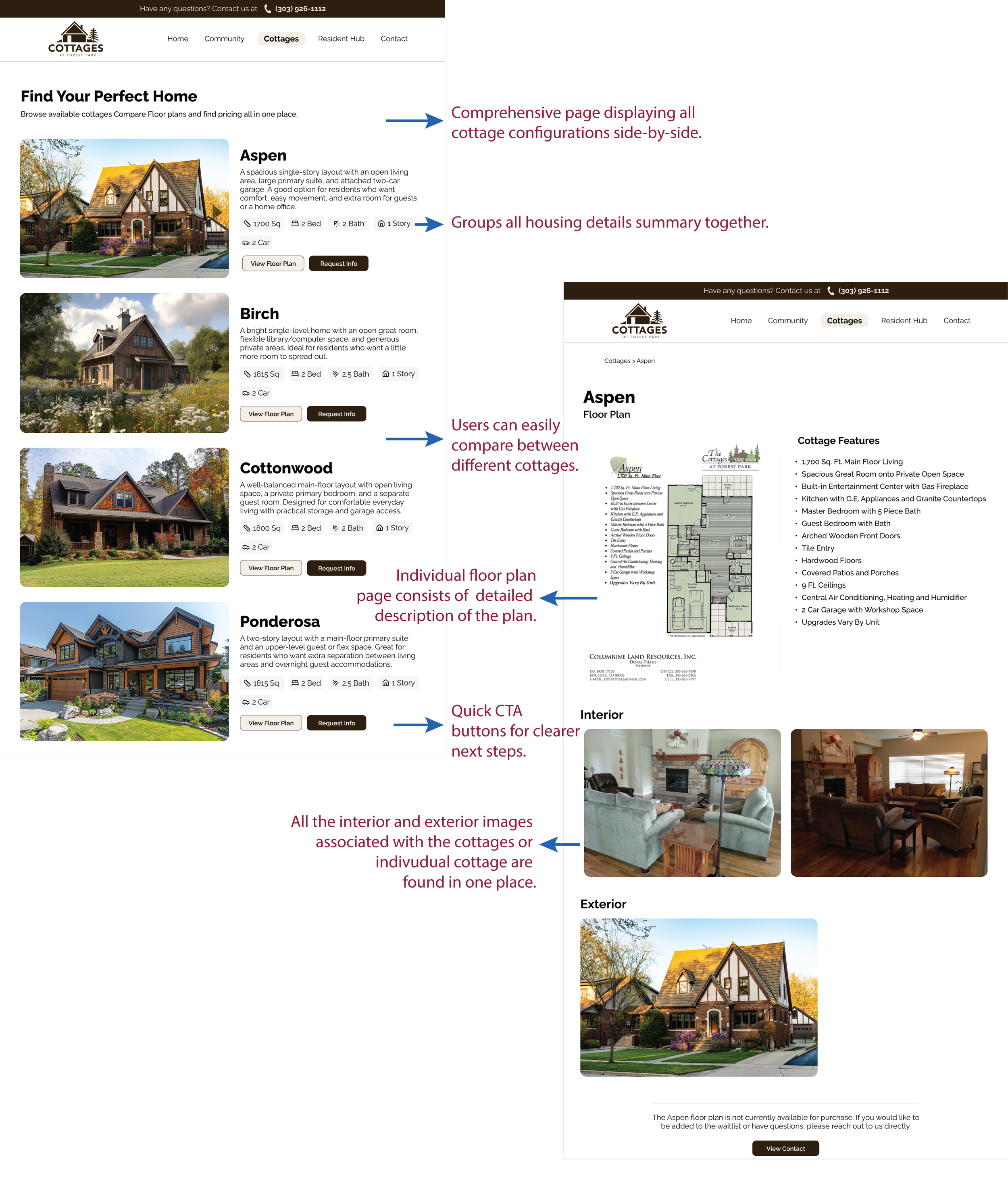 Redesigned Floor plans page with images