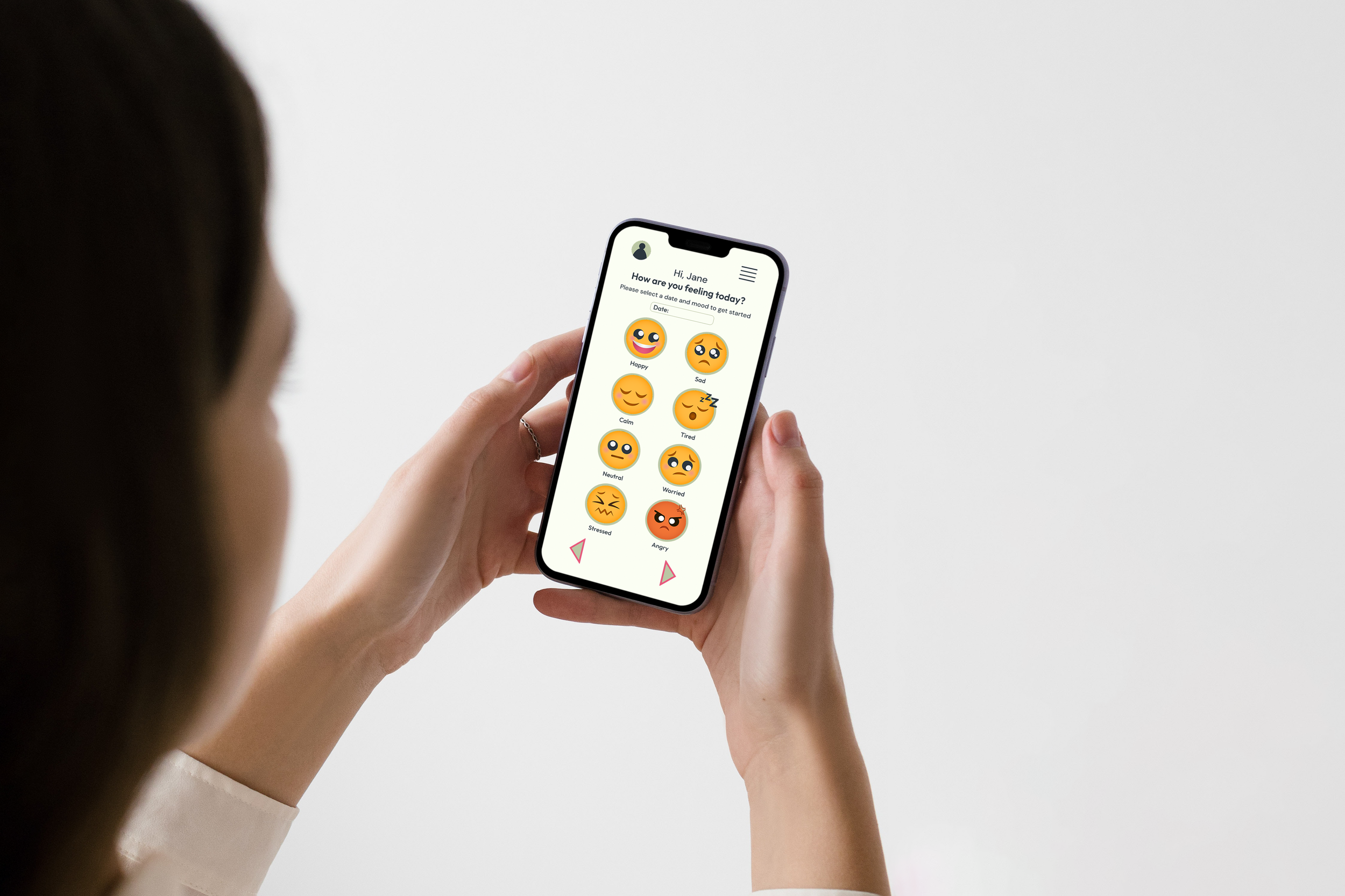 Heartlog App Mood Selection Screen Mockup