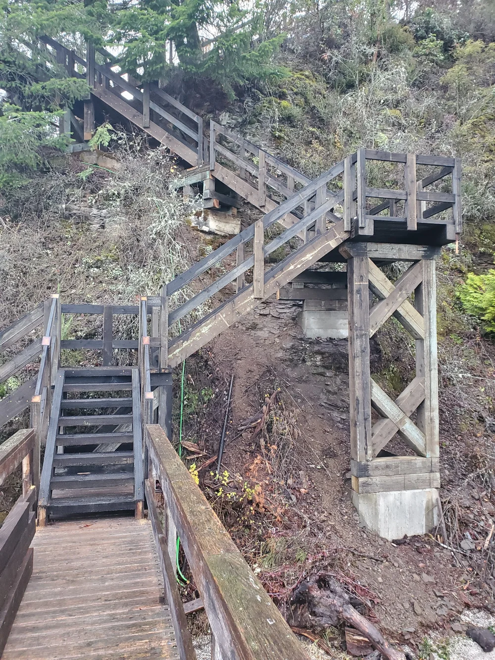 Timber hillside stairs