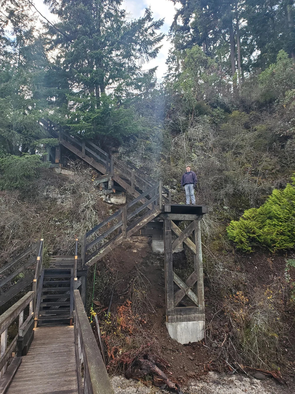 Sloped terrain timber stairs