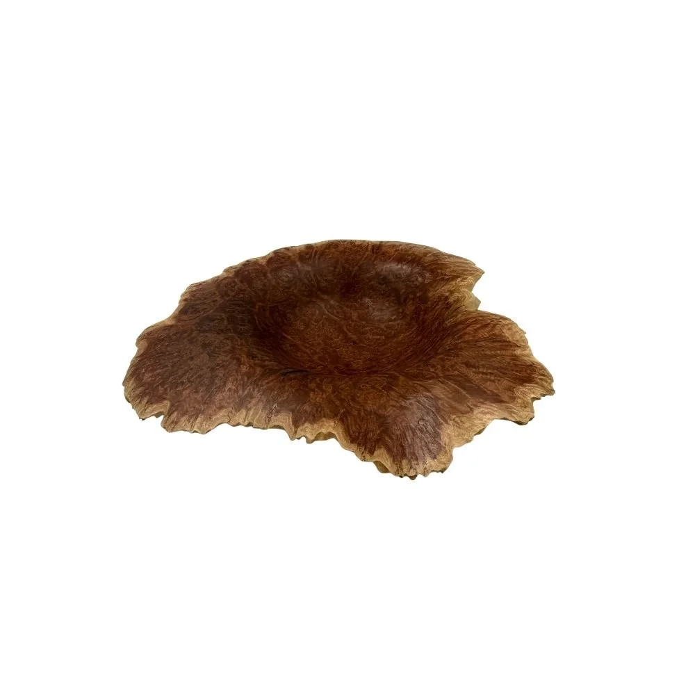 Above view of natural edge bowl in Rib Fruited Mallee Burl timber, crafted by Andrew McNamara Woodturning.