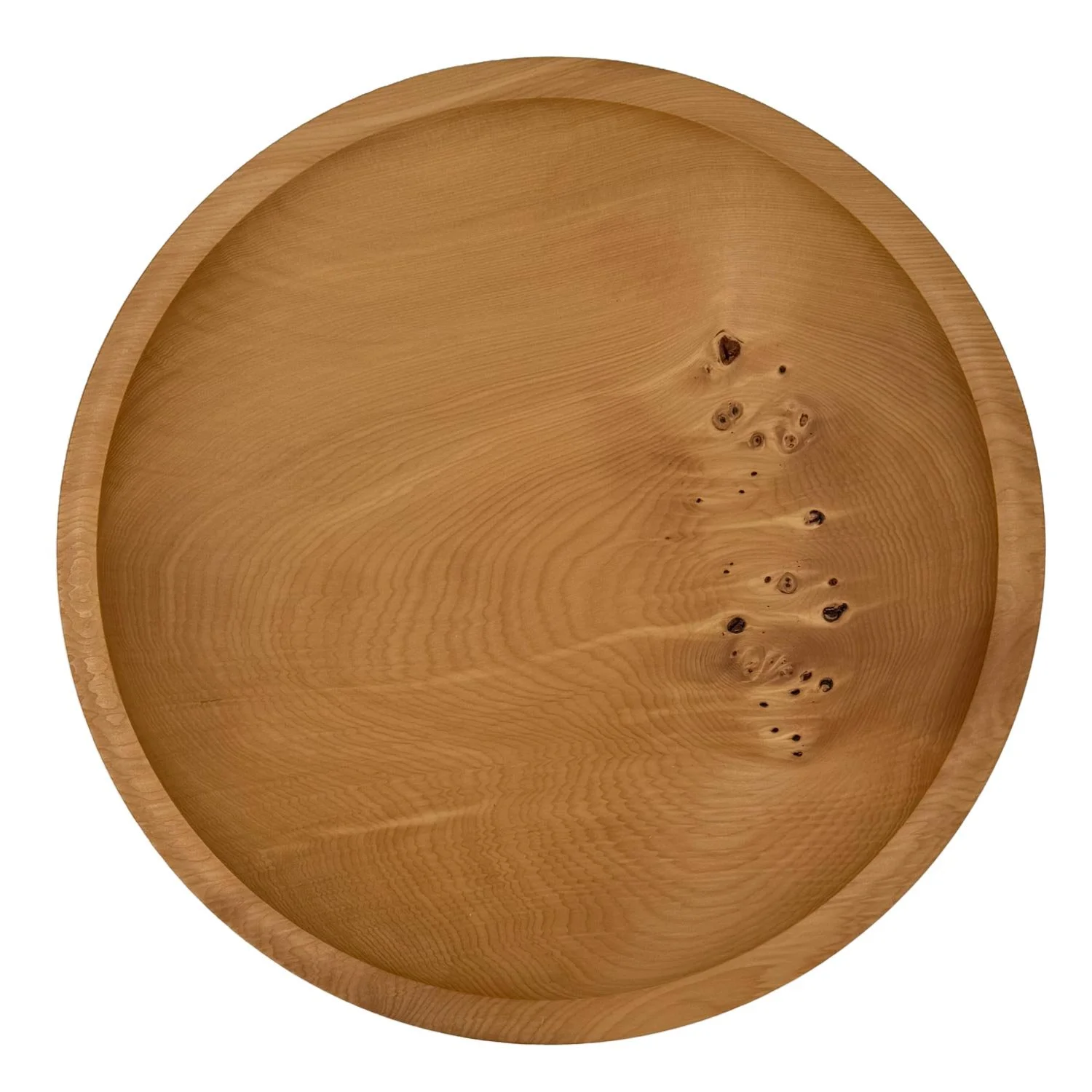 Above view of small serving bowl in Birdseye Huon Pine Timber, crafted by Andrew McNamara Woodturning