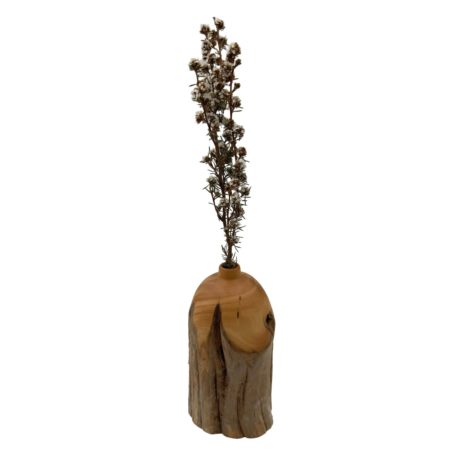 Medium Bud Vase in Huon Pine Limb Wood, crafted by Andrew McNamara Woodturning, Australian wood turner.