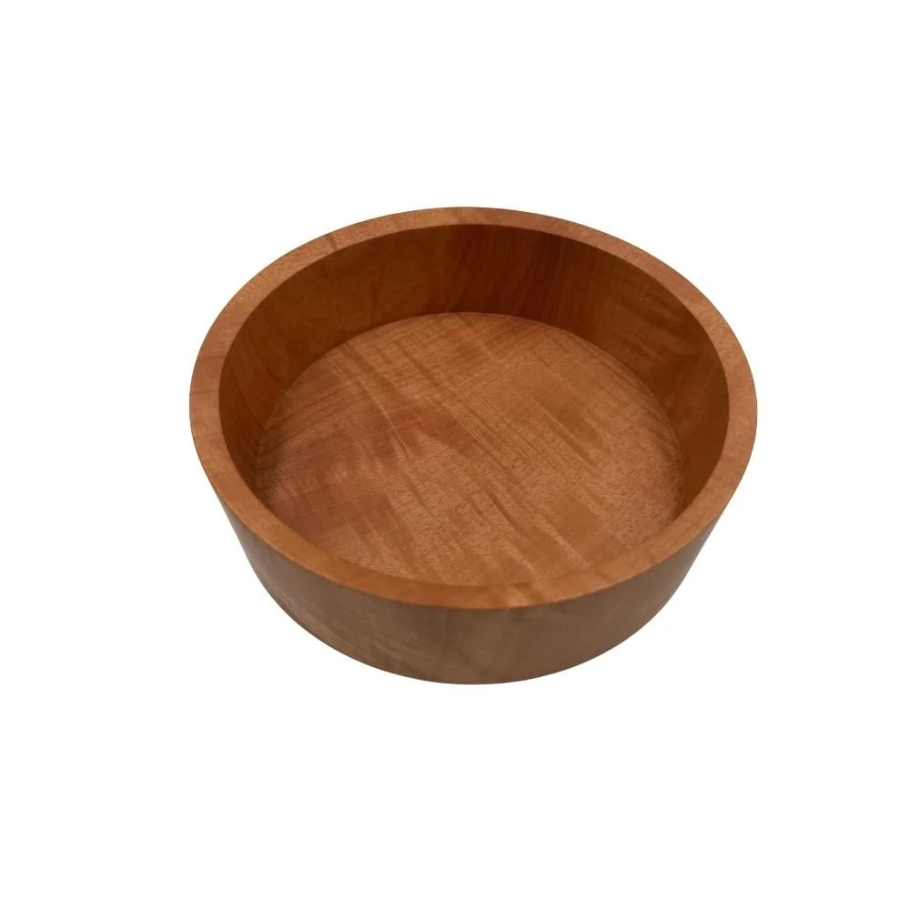 Above view of medium salad bowl in Red Flowering Gum timber, crafted by Andrew McNamara Woodturning.