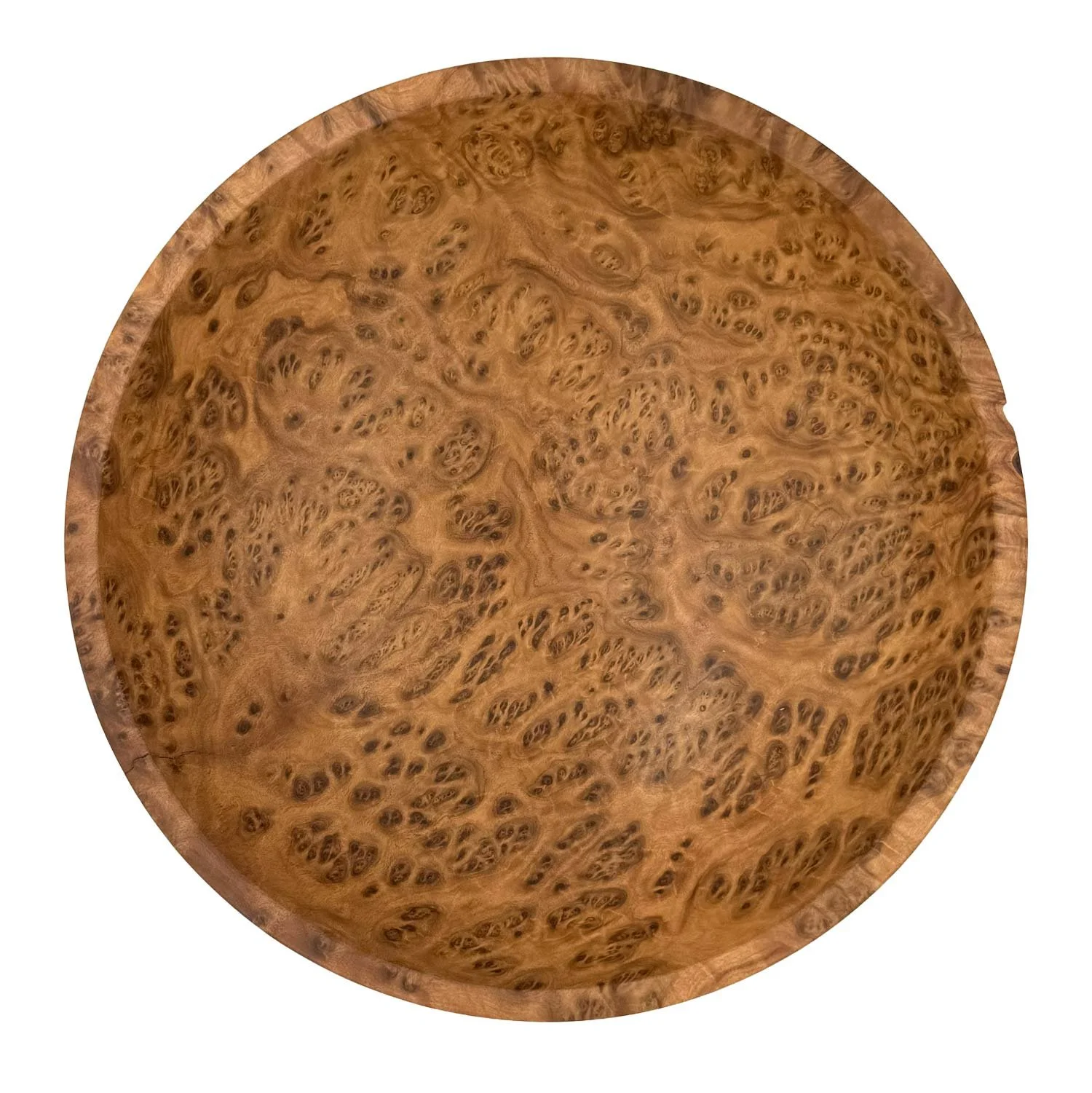 Above view of medium serving bowl in York Gum Burl Timber, crafted by Andrew McNamara Woodturning