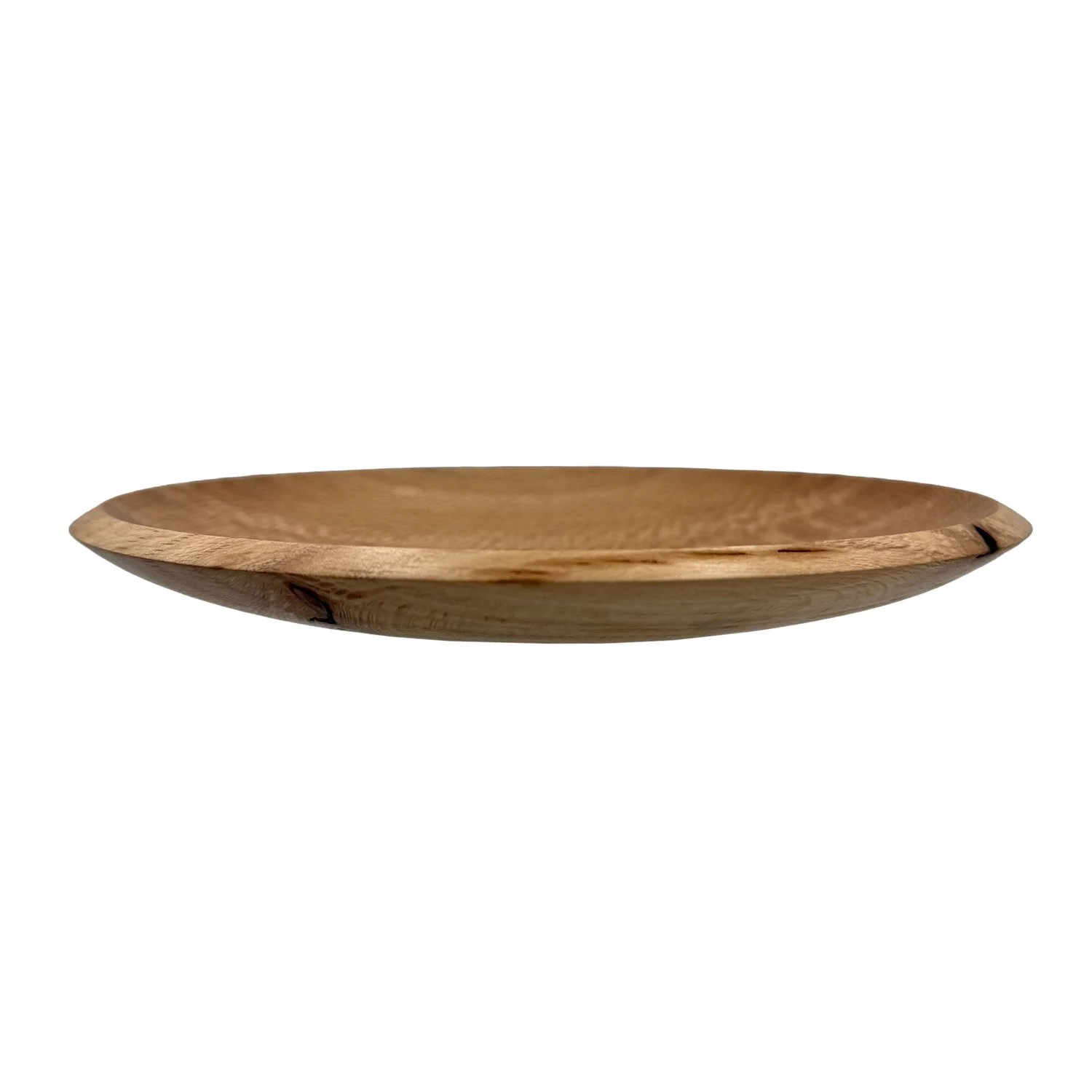 Side view of small Platter in Silky Oak, crafted by Andrew McNamara Woodturning