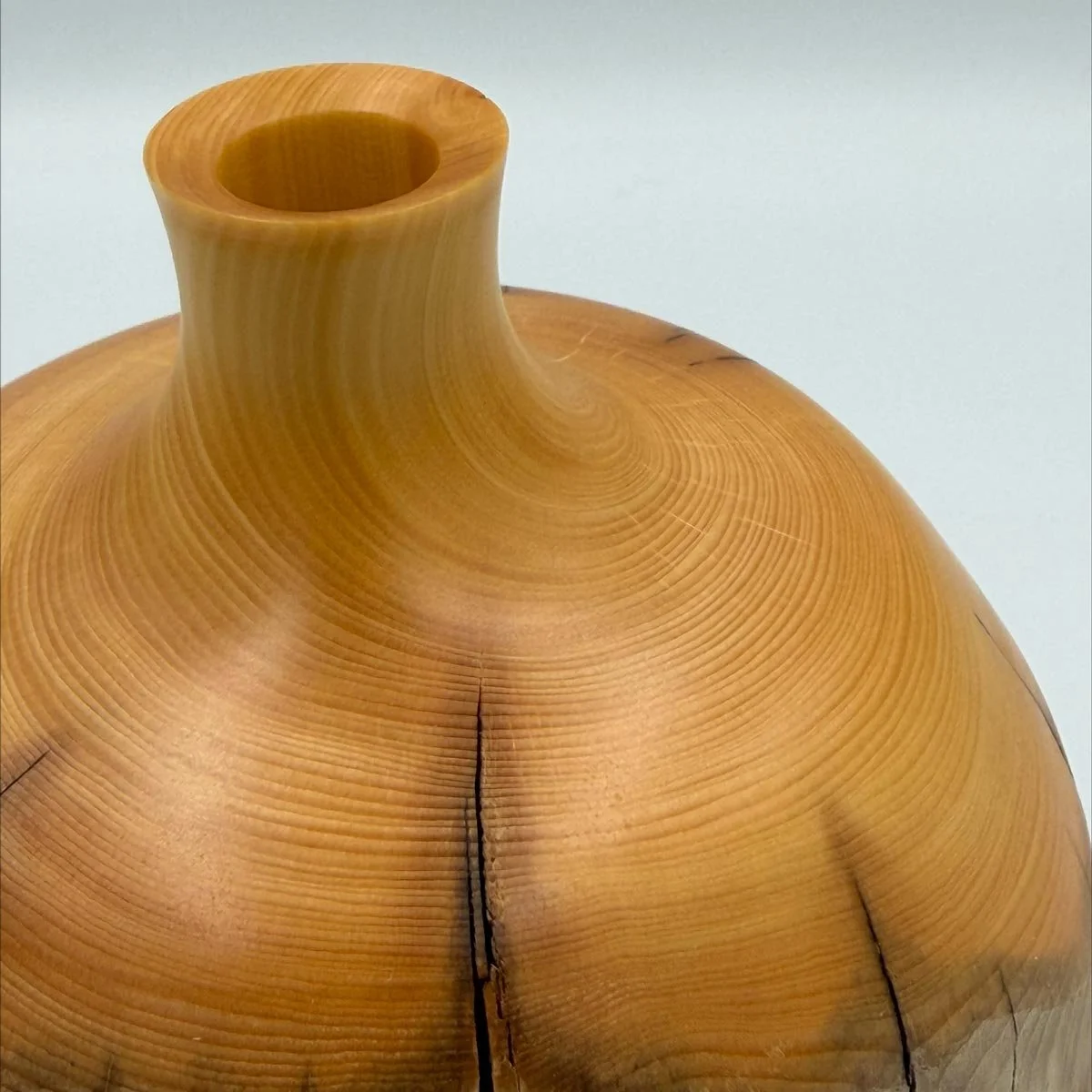 Medium Bud Vase in Huon Pine Limb Wood, crafted by Andrew McNamara Woodturning, Australian wood turner.