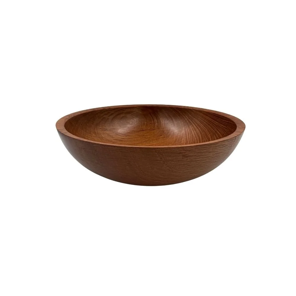 Side/above view of large serving bowl in Sheoak, crafted by Andrew McNamara Woodturning.