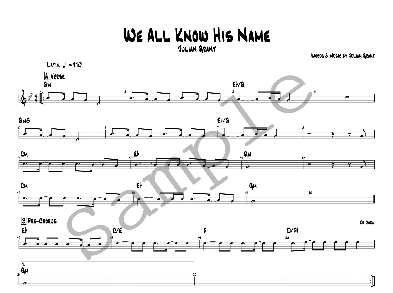 We All Know His Name (Leadsheet)