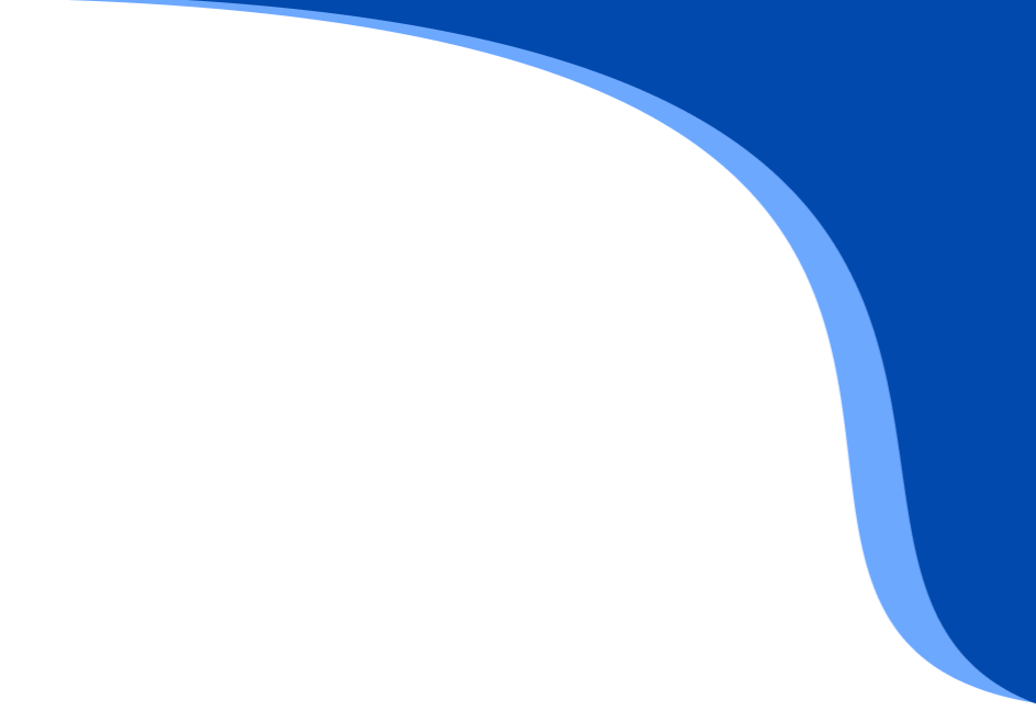 A close-up of a stylized logo with a black background, featuring a blue curved shape with light blue accents.