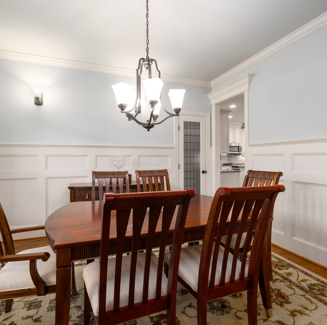 crown molding chair rail wainscoting on model home walls
