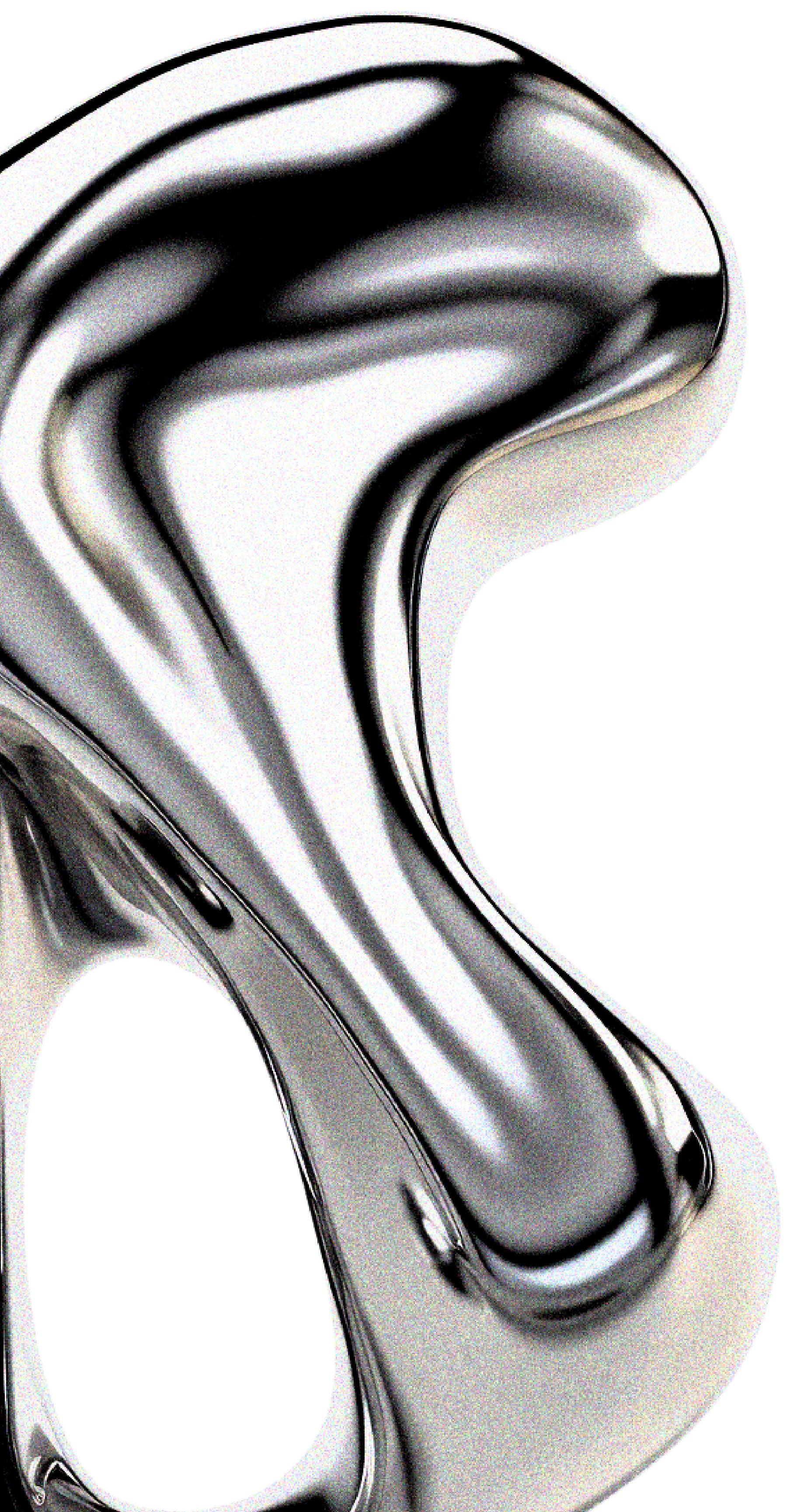 Close-up of a shiny, metallic, curved abstract object with black background.
